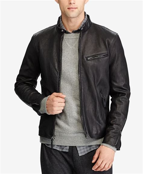 polo ralph lauren black leather racer jacket replica|ralph lauren leather jacket sale.